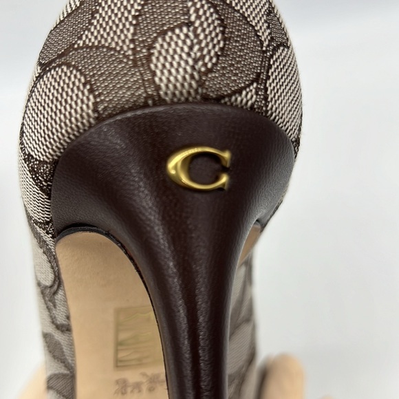 Coach Skyler Monogram Jacquard Pumps Oak Maple - Picture 5 of 15